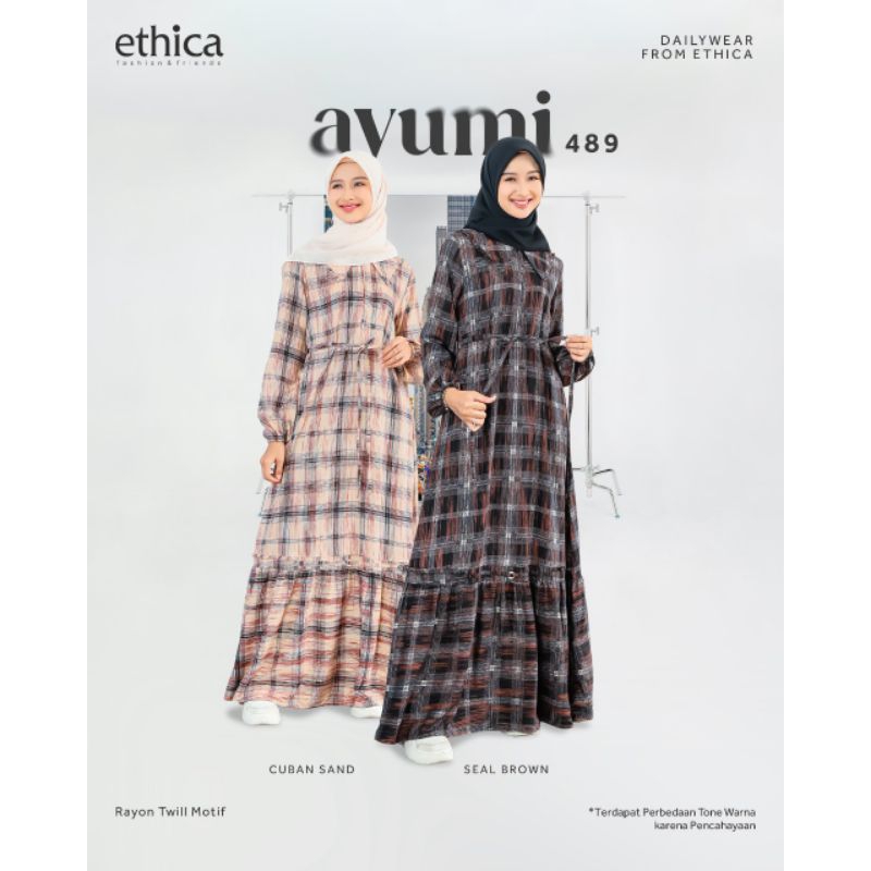 Ethica Gamis Ayumi 489 | Gamis Rayon Premium | Gamis Daily | Gamis Kotak Kotak | Gamis Remaja Kekini