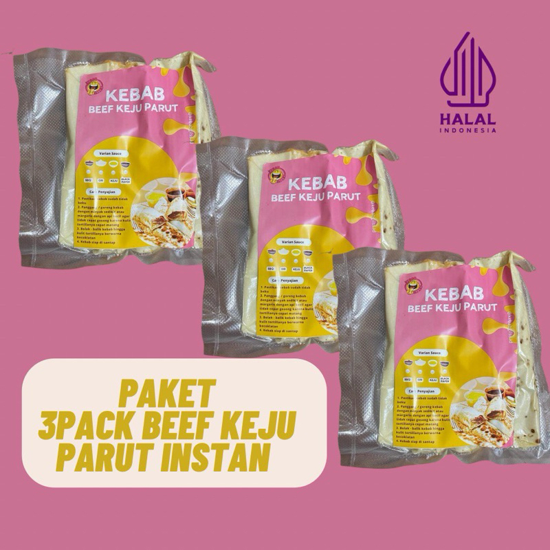 

PROMO MURAH 3 pak KEBAB BEEF KEJU PARUT FREE SAUCE 15 pcs