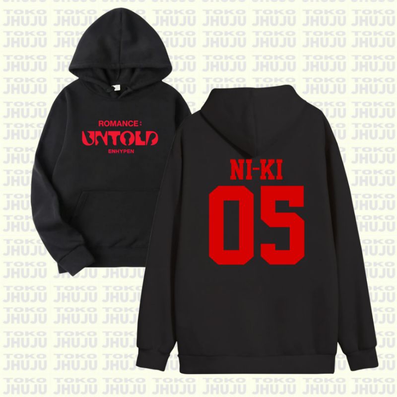 Hoodie Jumper Sablon Enha Jay Engene Romance Untold MERAH Nama Nomor Member DB
