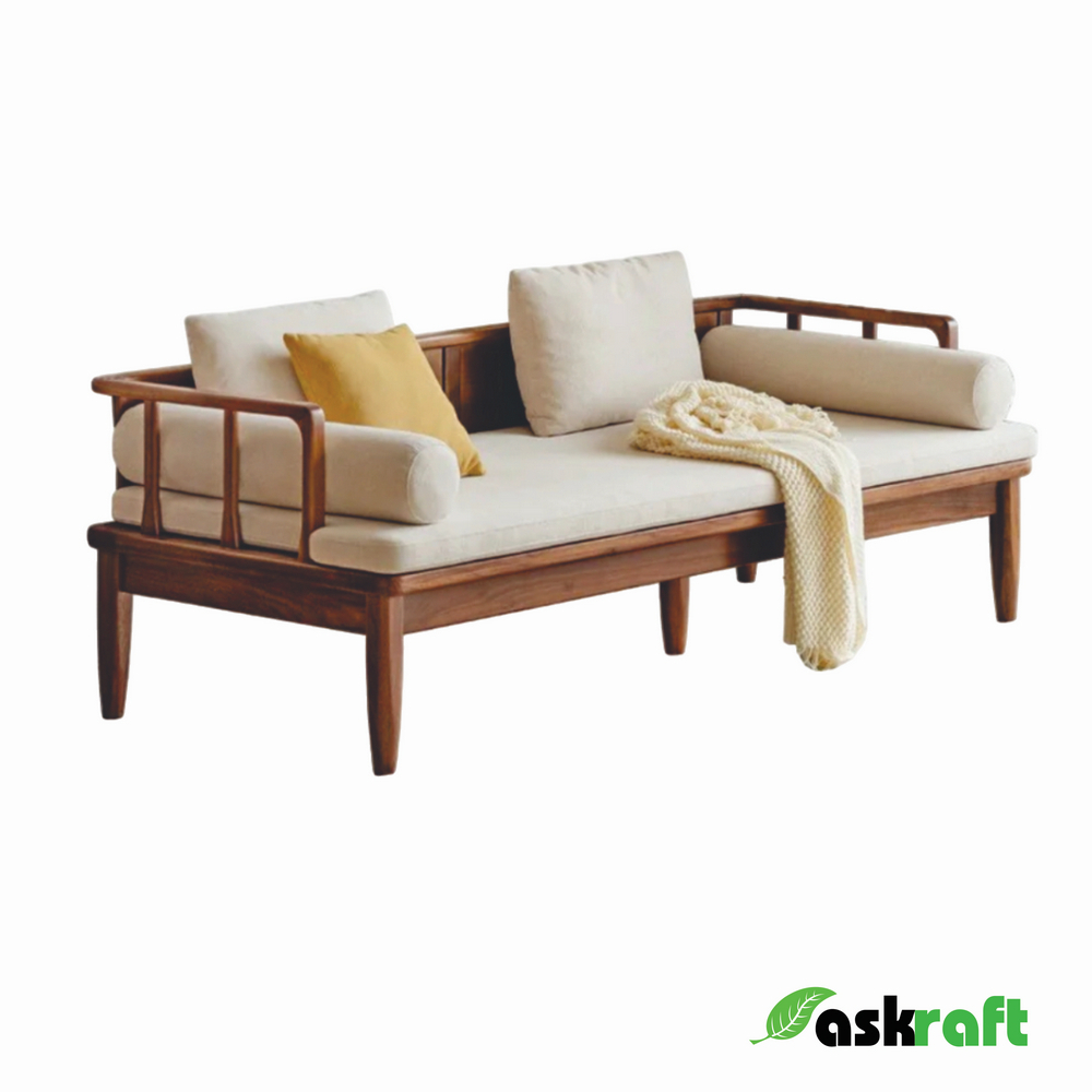 Askraft Sofa Bed Retro Minimalis Kayu Jati Solid Asli