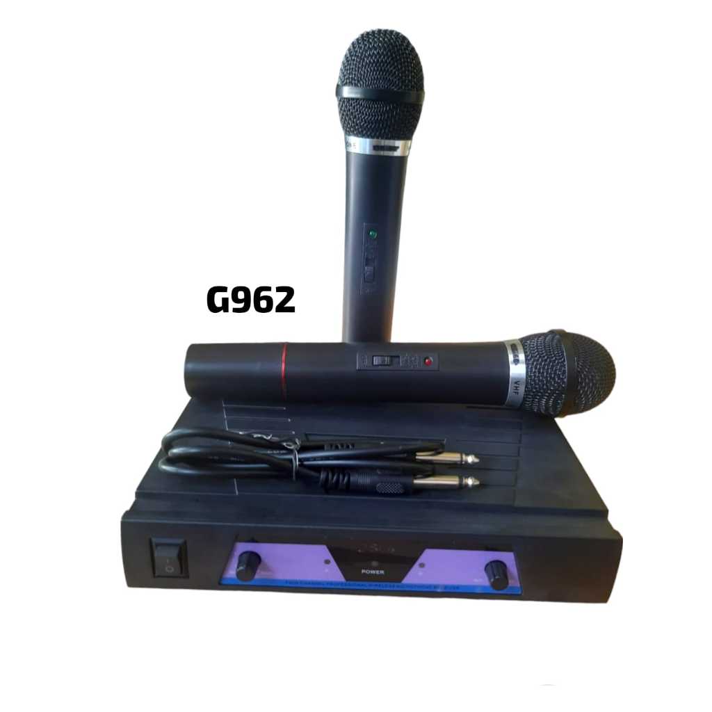 G962 DUAL WIRELESS MIC MIK MIX NIRKABEL DOUBLE MICROPHONE WIRELES TANPA KABEL SEPASANG MIKROFON