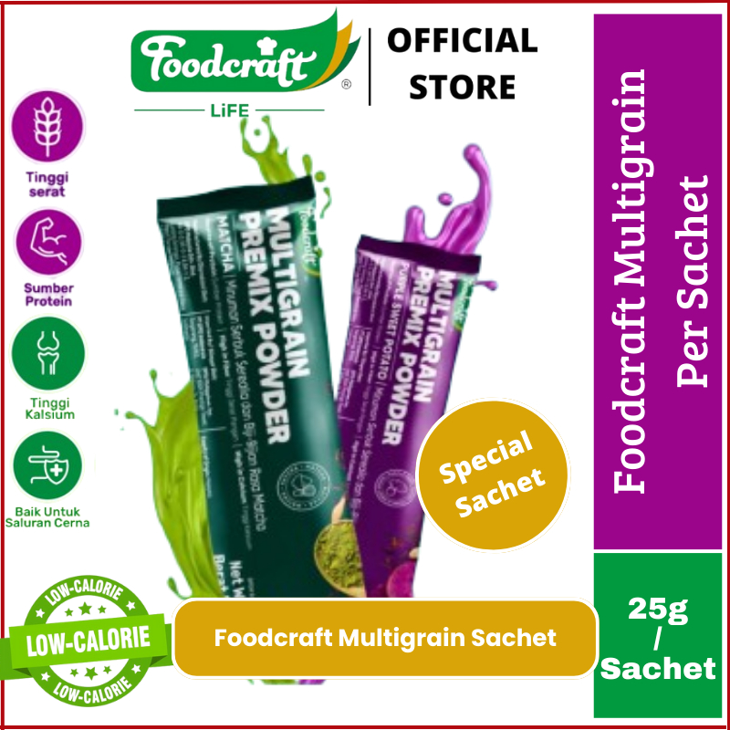 

【Special Per Sachet】Foodcraft Multigrain Premix Cereal Powder Minuman Serbuk Sereal dan Biji-Bijian Pengganti Sarapan Suplemen Diet Rasa Matcha dan Sweet Potato Per Sachet