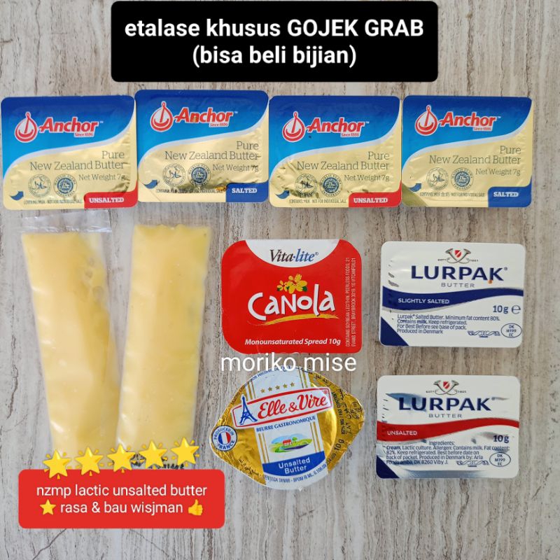 

[ BUTTER MINI khusus INSTAN GOJEK ] ANCHOR unsalted butter minidish 7 gr tawar / LURPAK salted 10 gr mentega asin / Elle VIRE microcups butter 10 gr / unsalted NZMP lactic butter WISJMAN holland / fonterra australia butter / margarin CANOLA vitalite