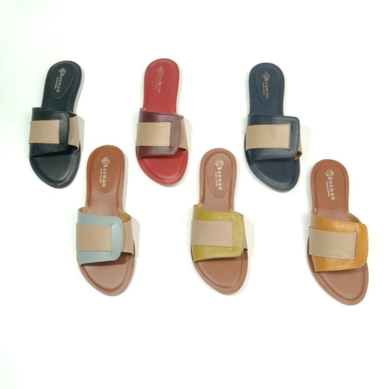 sandal kulit garut / sandal kulit wanita / papirut / sandal Garut / sandal flat model slip moka