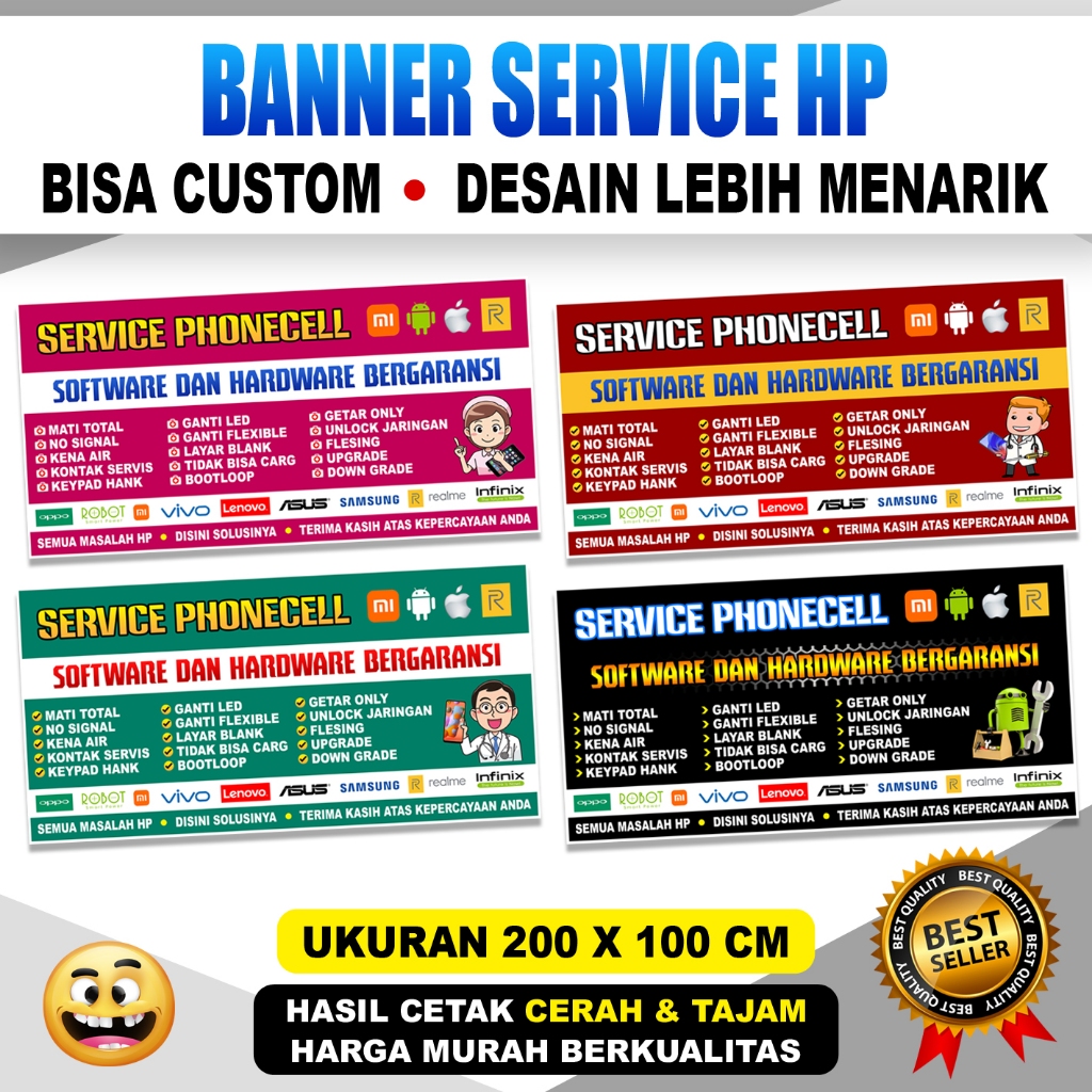 [ BARU ] BANNER SPANDUK KONTER SERVIS HAPE MURAH MERIAH UKURAN 2 METER