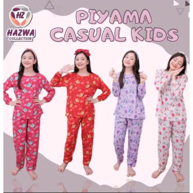 Baju Tidur Anak Perempuan Set Piyama Casual by Hazwa Collection
