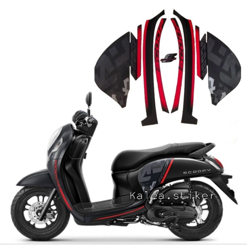 STRIPING STIKER MOTOR SCOOPY 2021 HITAM STANDAR