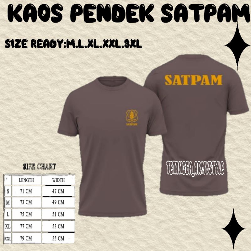 KAOS SATPAM COKLAT /KAOS SABLON POLOS/BAJU SATPAM