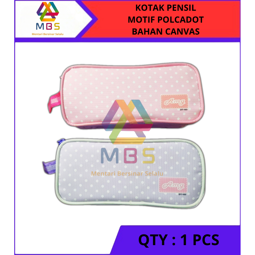 

TEMPAT PENSIL POUCH KAIN CANVAS TEBAL MOTIF POLCADOT TYPE DT103