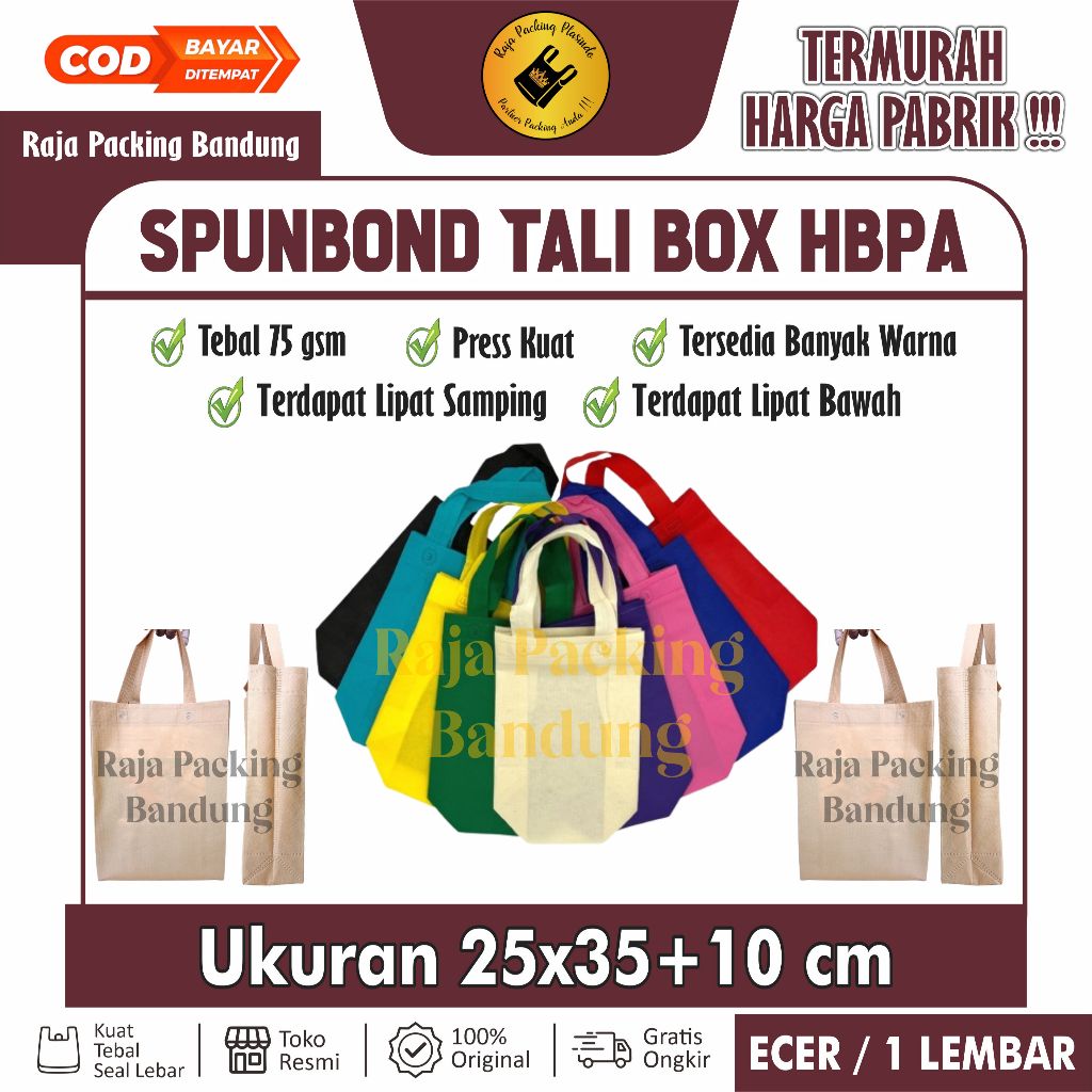 

(Ecer) Tas Spunbond Box HBPA Tali Uk 25x35x10 Tebal 75gsm | Goodie Bag | Tas Lipat Samping | Tas Kain | Spunbond box | Tas Hidangan Tas ulang tahun Tas kain laken goodie bag ulang tahun