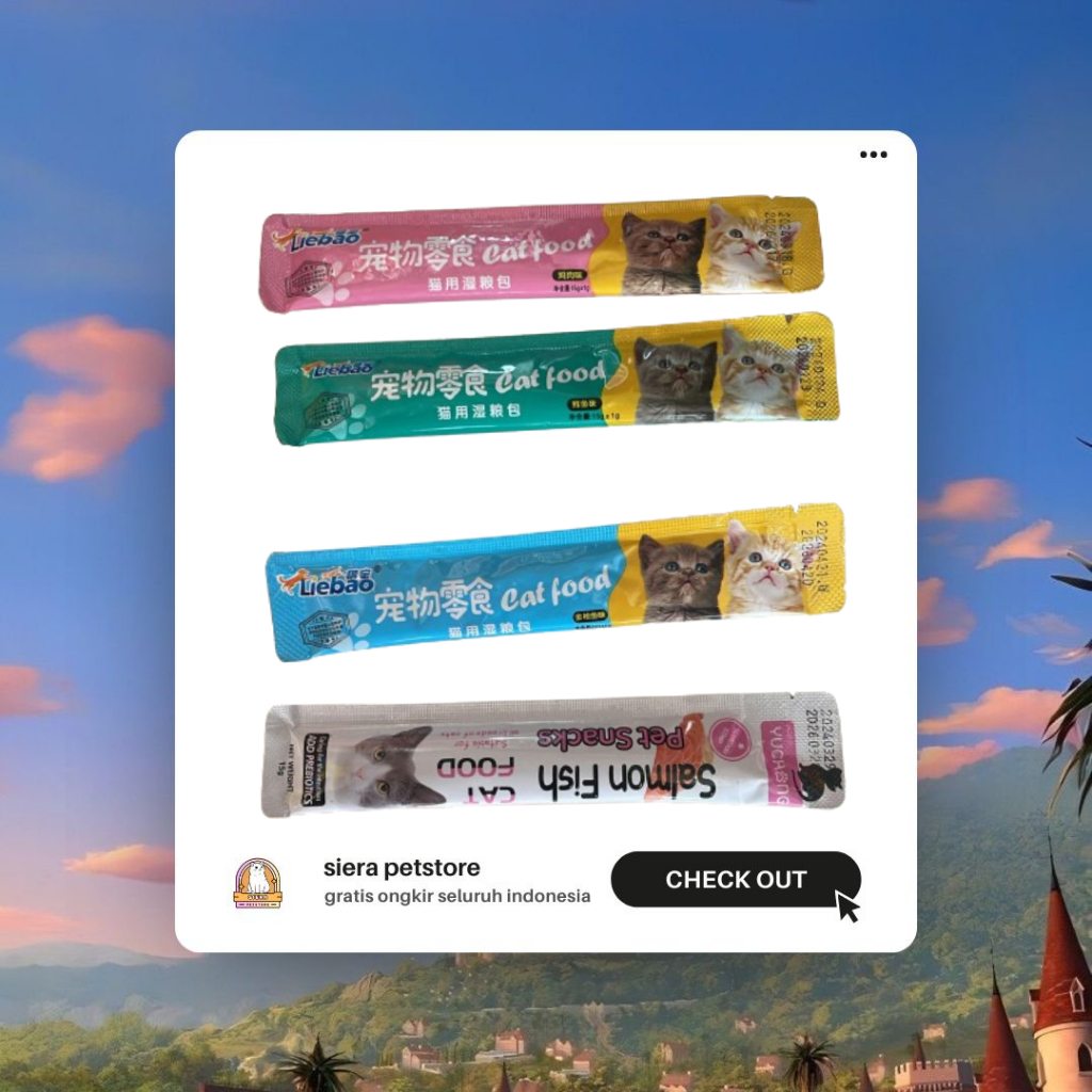 Cat Snack Food Cemilan Kucing 2 Rasa 15 gram YuChang & Liebao super murah