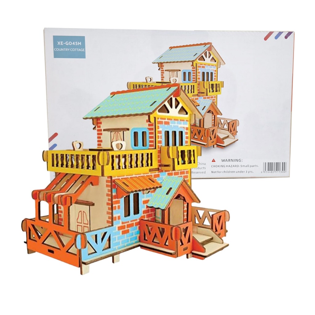 Puzzle 3D Kayu COUNTRY COTTAGE Mainan Anak DIY XE-G045H