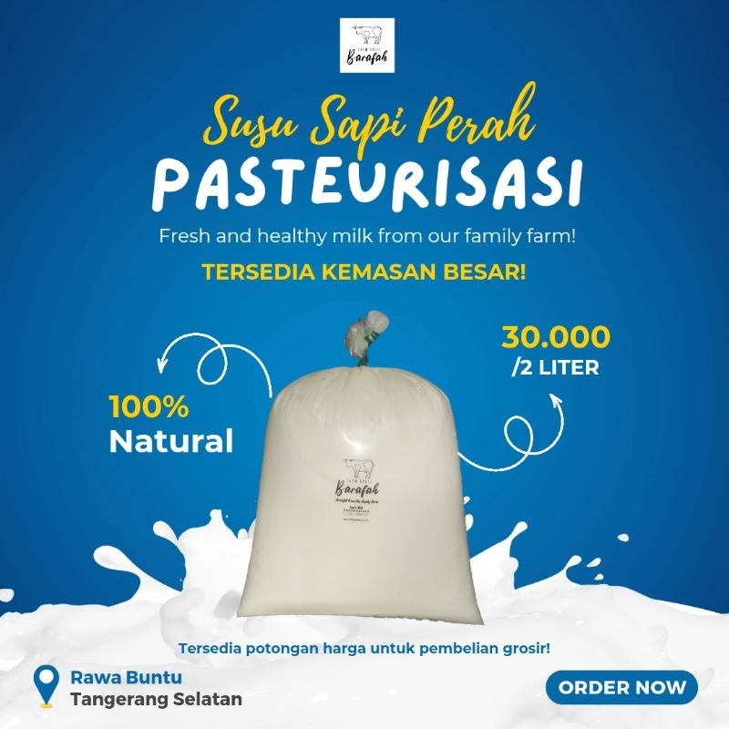 

SUSU SAPI MURNI SEGAR PASTEURISASI/MATANG KEMASAN 2 LITER