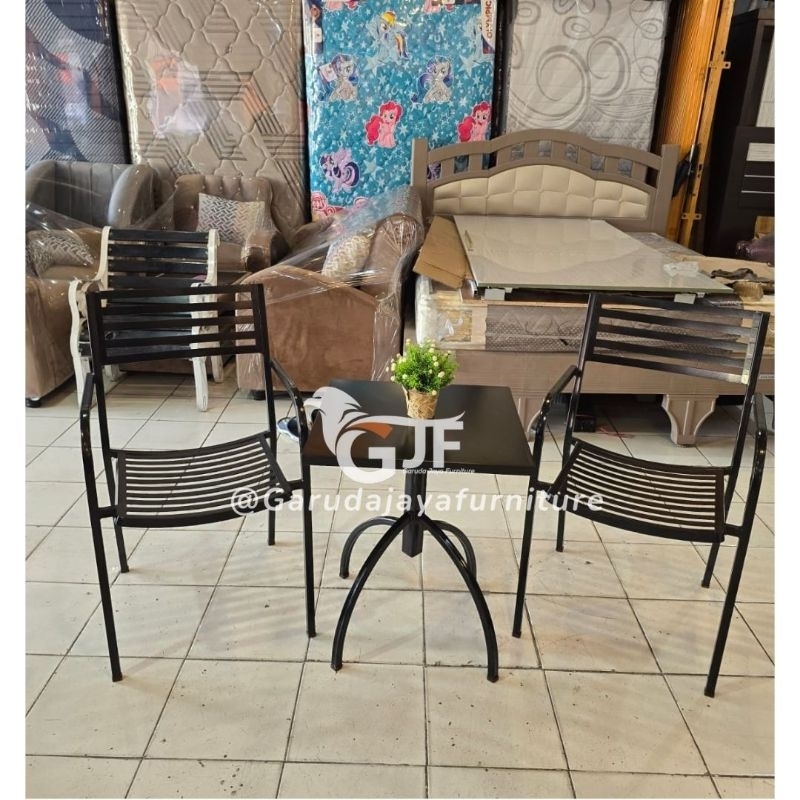 KURSI TERAS BESI / MEJA DAN KURSI TERAS BESI / MEJA TAMAN KURSI TAMAN BESI HITAM BLACK/ KURSI BACA/ 