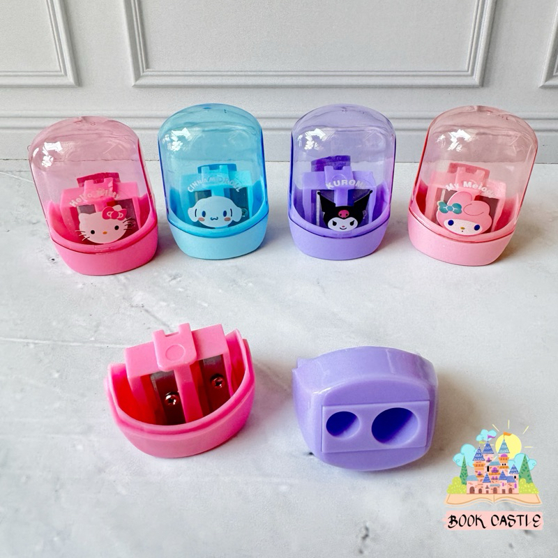 

Rautan transparan sanrio dual holes hello kitty kuromi melody cinamoroll pencil sharpener