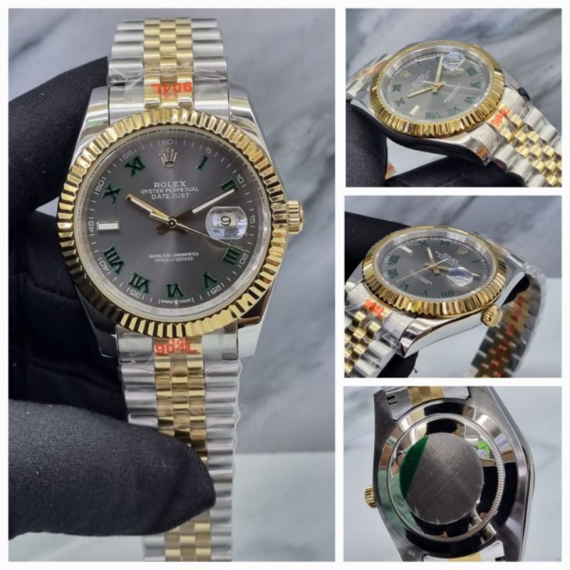Jam Tangan mewah Rolex Datejust Kombi Gold Saphire Glass