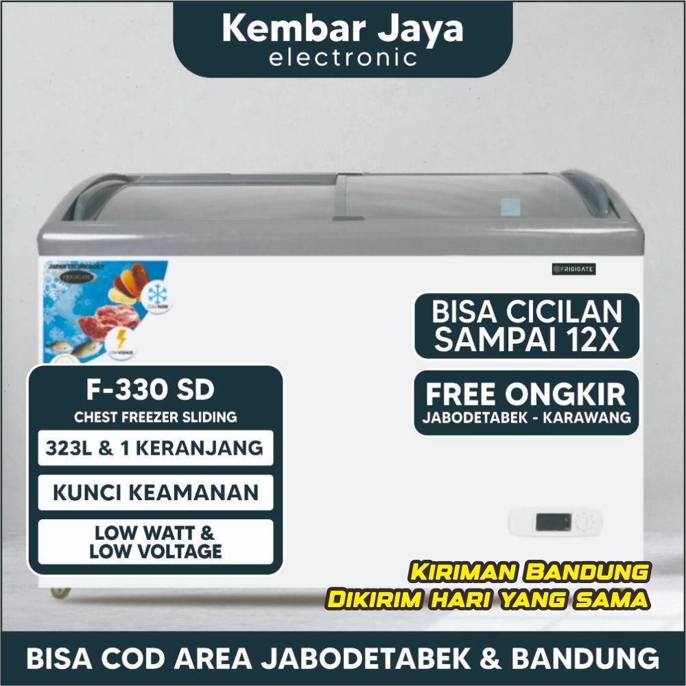 FRIGIGATE 330 SD FREEZER KACA 330 LITER SLIDING CURVED / MASPION UDH 300C GARANSI RESMI