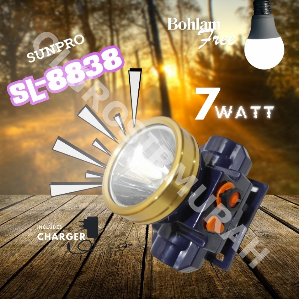 Senter Kepala Sunpro SL 8838 ada Korek Api - Headlamp Sunpro SL-8838 7Watt