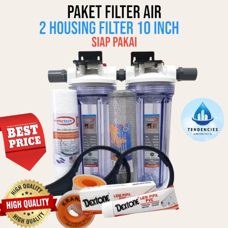 tyu PAKET FILTER AIR SUMUR 2 SARINGAN 2 HOUSING FILTER AIR SIAP PAKAI / PAKET FILTER AIR 2 TAHAP