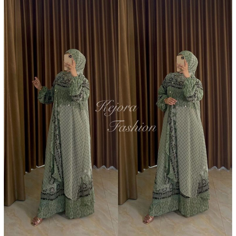 Yara Set by Kejora 3in1 ( Hijab segi empat + Kulot + Outer )