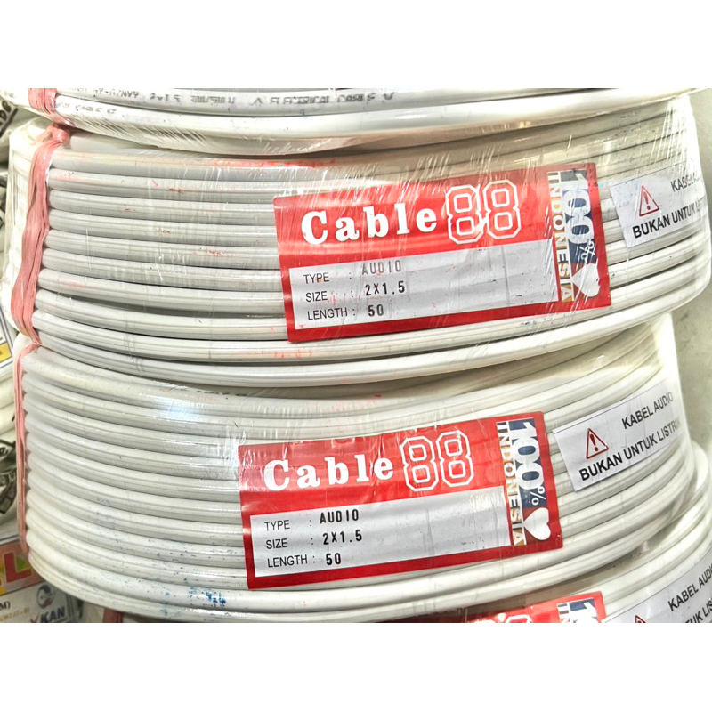 KABEL AUDIO HYO CABLE 88 SERABUT 2x1.5 2x1,5 2 x 1.5 2 x 1,5 mm PUTIH 50 Y PUTIH