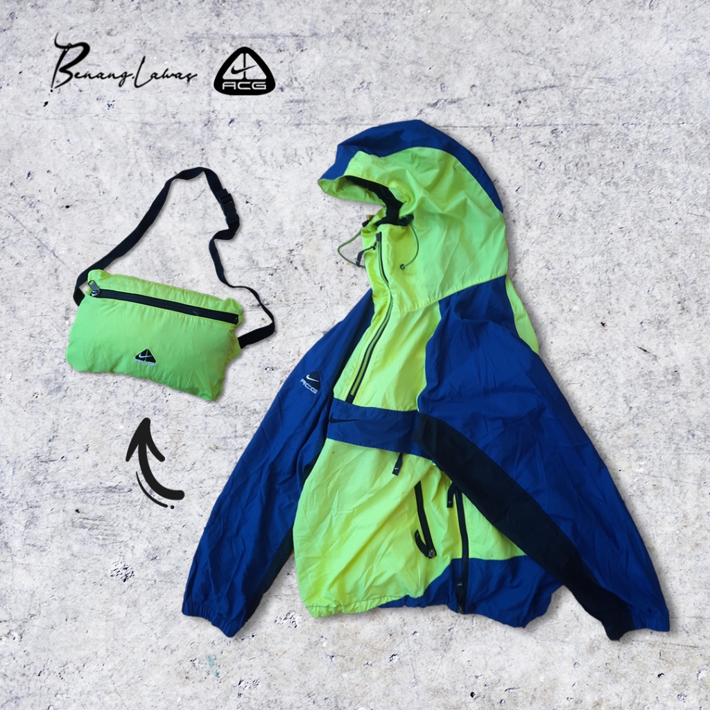 Jaket Nike Vintage 90s ACG Hooded Packable Windbreaker Tri-Tone Colorblock second