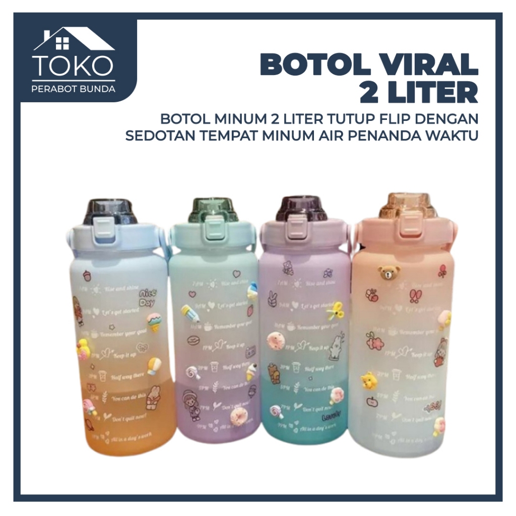 BOTOL VIRAL 2 LITER / botol minum viral unik/ botol motivasi