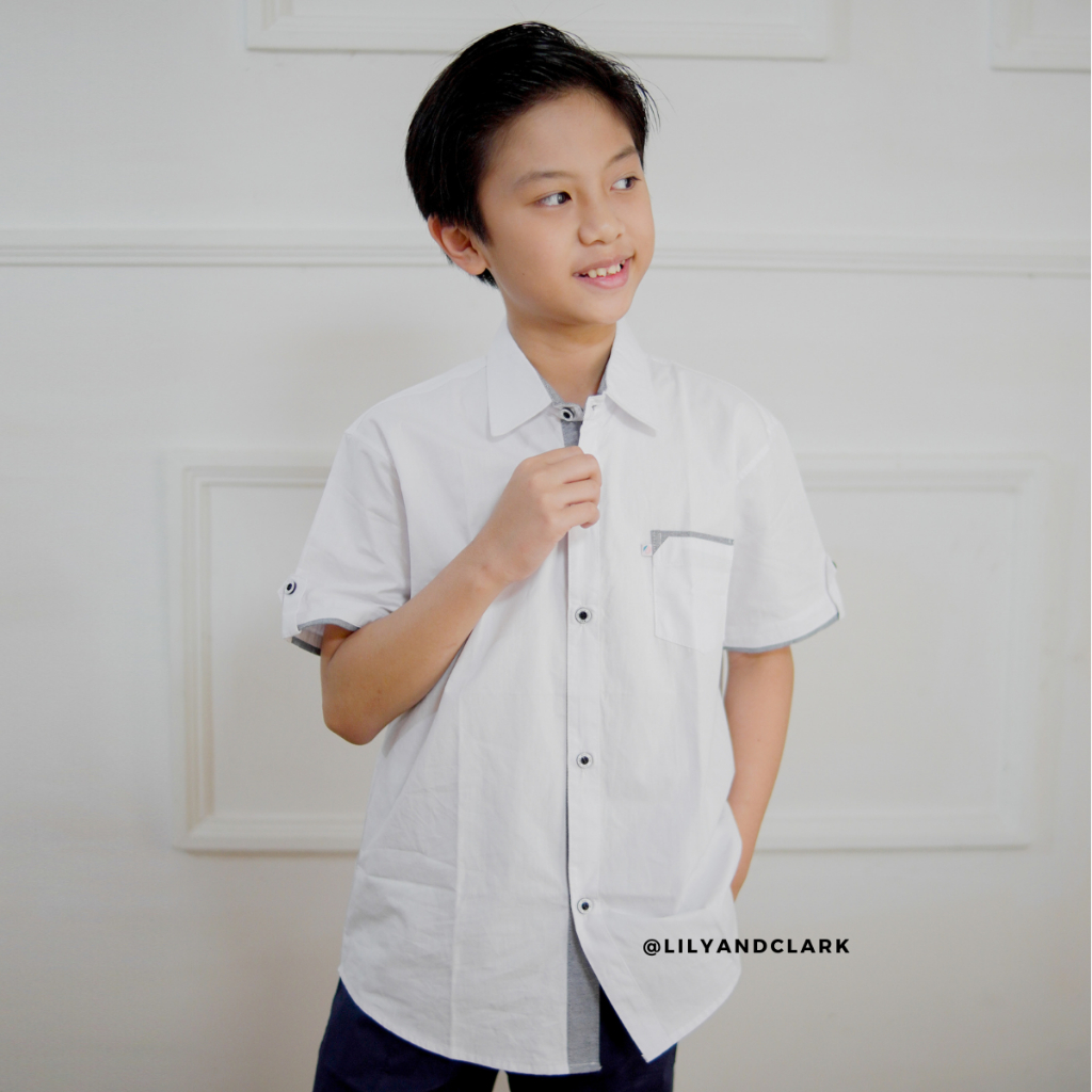 LILY AND CLARK Kemeja Kerah Anak Lengan Pendek Keren KR02