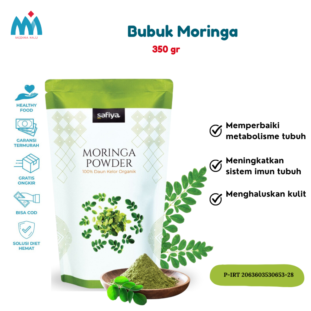 

Bubuk Moringa Safiya 350 gr | Serbuk Daun Kelor Booster ASI Organik Herbal 250 Gram - Powder Moringa Daun Kelor