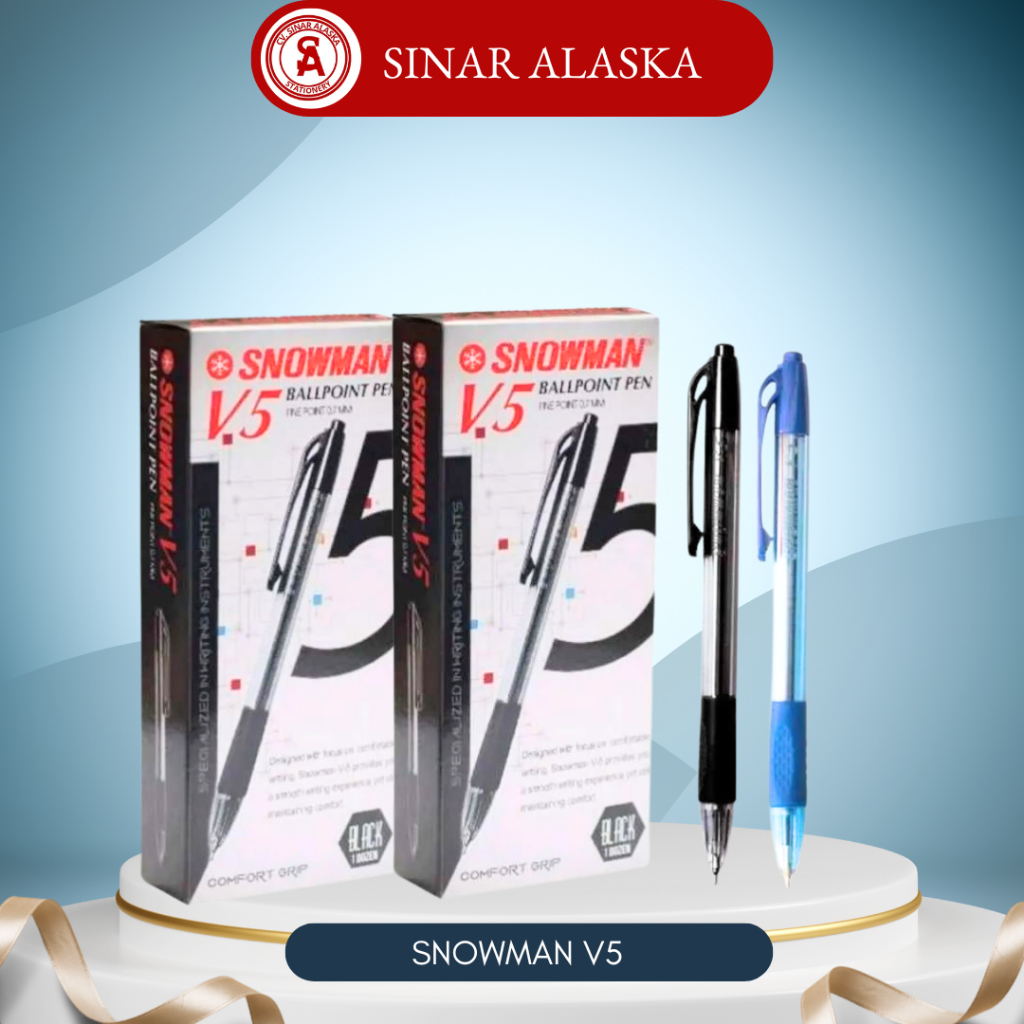 

Balpoint/ Pulpen Snowman Hitam V5 0.77 mm