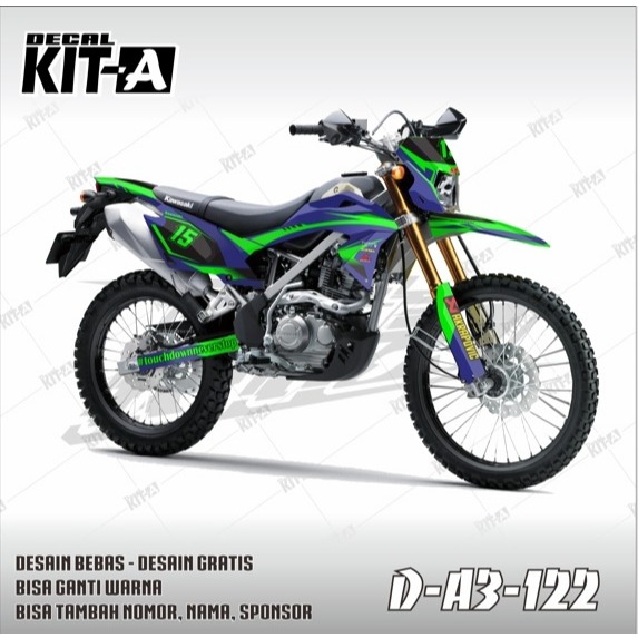 Decal Stiker KLX 150 BF Hijau Stabilo Fluo Dekal Striping Sticker Motor KLX 150 G (D-A3-122)