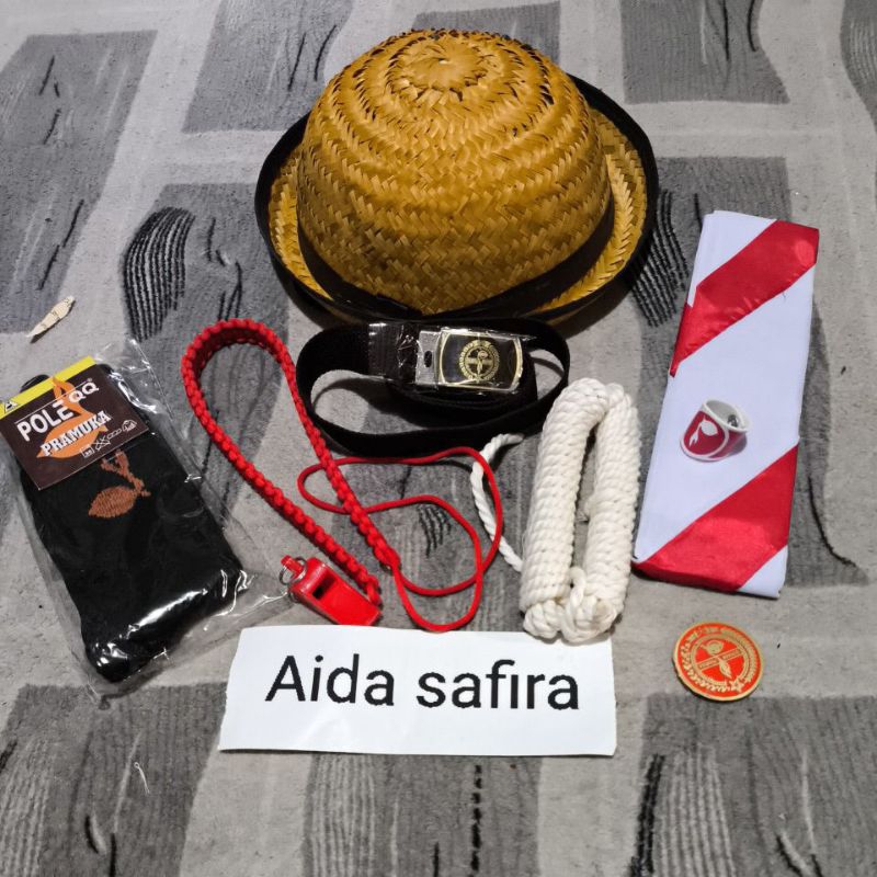 (SET LENGKAP)ATRIBUT PRAMUKA TOPI BAMBU ANAK SD KELAS 1-6