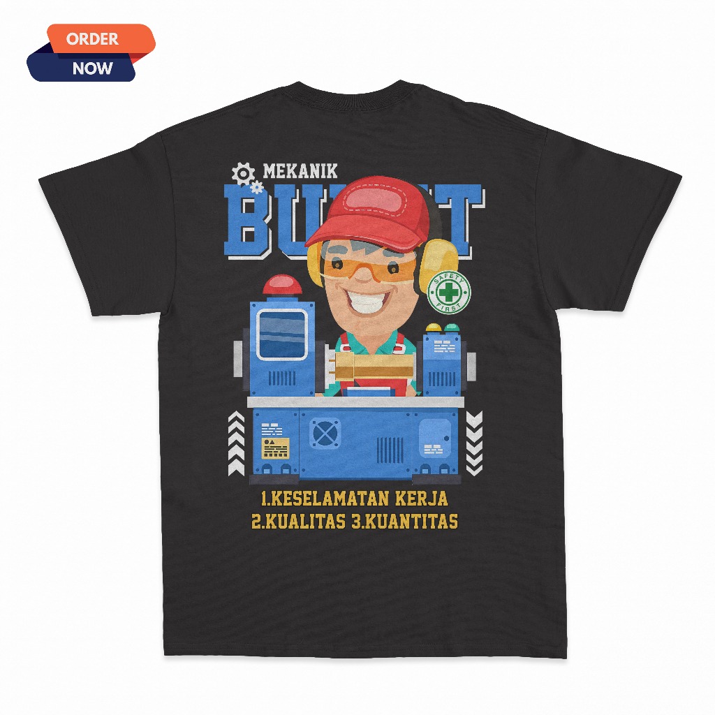 KAOS MEKANIK BUBUT TUKANG BUBUT T-SHIRT PRIA WANITA SENIMAN PAHAT BESI / MACHINING / TEKNIK MESIN CO