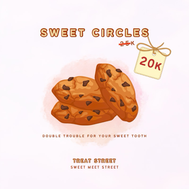 

Sweet Circles 3pcs Soft Coockies varian Double Choco Coockies dan Redvelvet Cheese