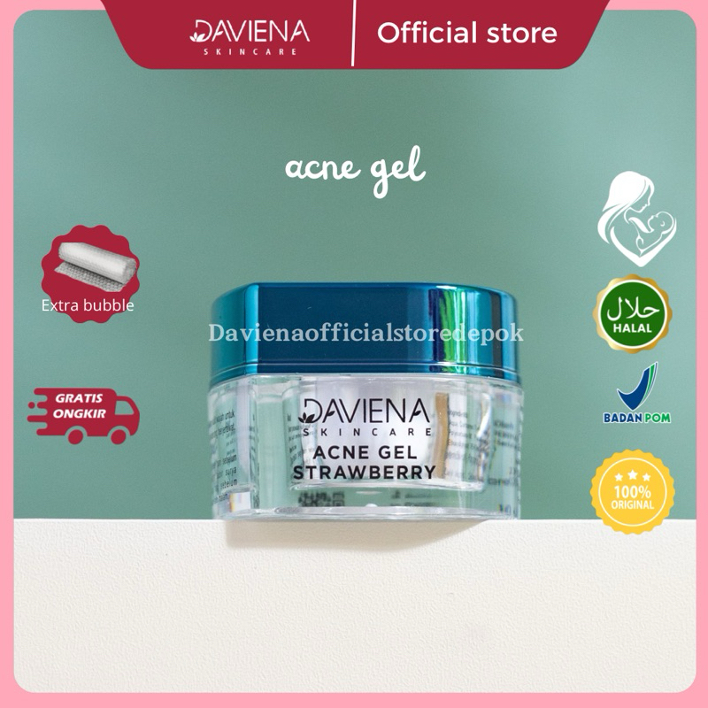 ECER ACNE GEL STRAWBERRY DAVIENA SKINCARE ORIGINAL OFFICIAL STORE DEPOK JABODETABEK