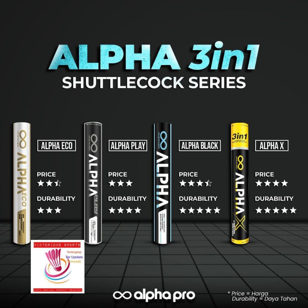 SHUTTLECOCK ALPHA BADMINTON BULUTANGKIS ALPHA ECO 3 in 1 ORIGINAL