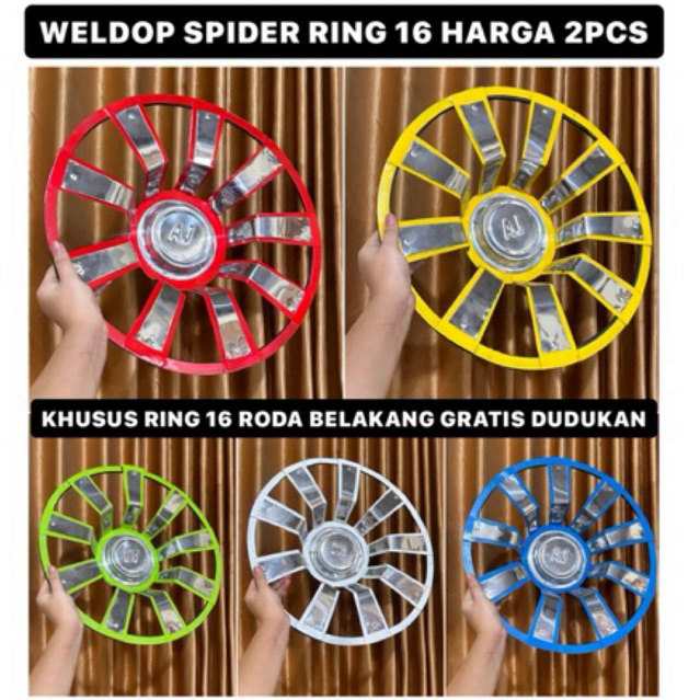 Weldop spider AJ Ring 16 model plat croom belakang