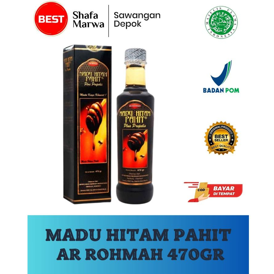 

Madu Hitam Pahit Ar Rohmah Plus Propolis / Madu Hitam Pahit 470gr original