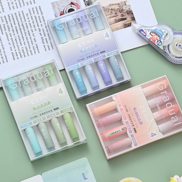 

KODE V72F Stabilo Highlighter Pastel 1 Box 4 Warna Journal Marker Pen Alat Tulis Replacement Stabilo Spidol Warna