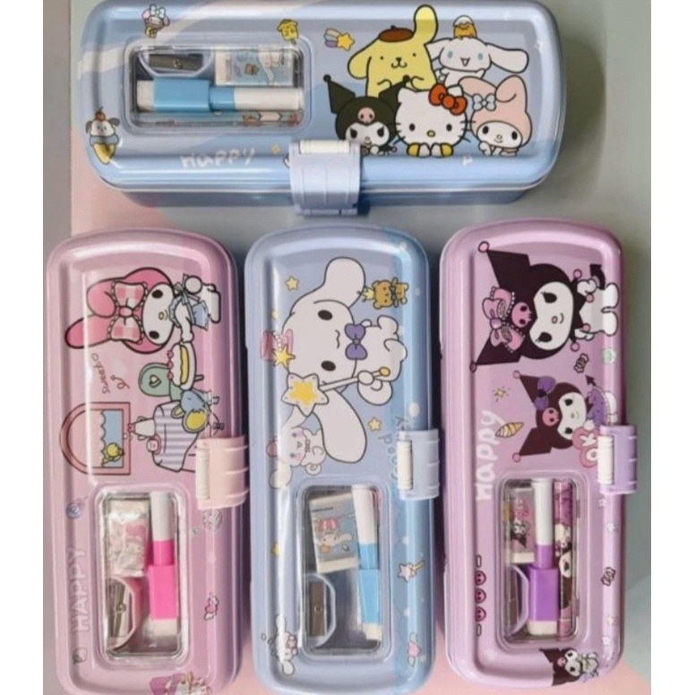 

KODE H55Q Tempat Pensil 3 Susun Kotak Pensil Kaleng 3 Susun Pencil Case 3 tingkat Sanrio Kuromi Cinnamonroll Melody