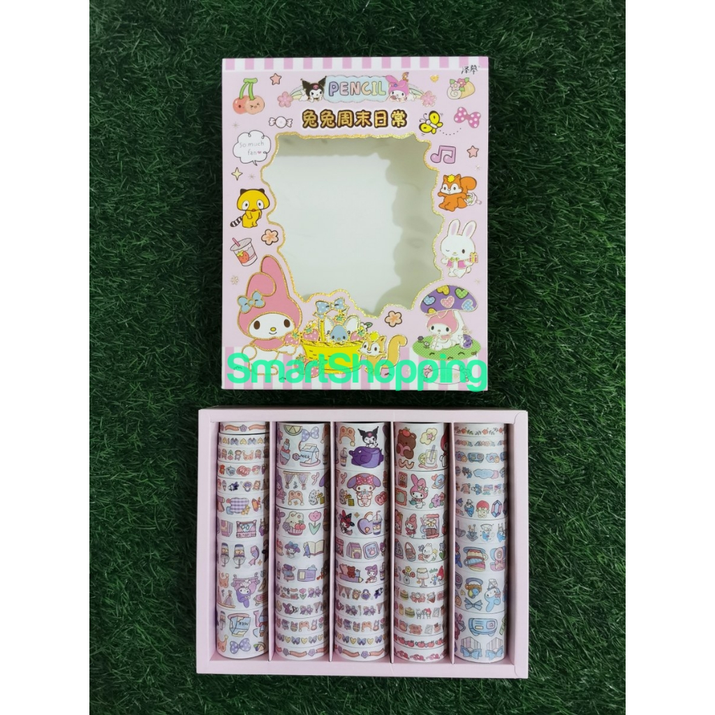 

Washi Tape Masking Tape Kertas Roll Solatip Stiker Sanrio Kuromi (1 Box isi 50 Roll)