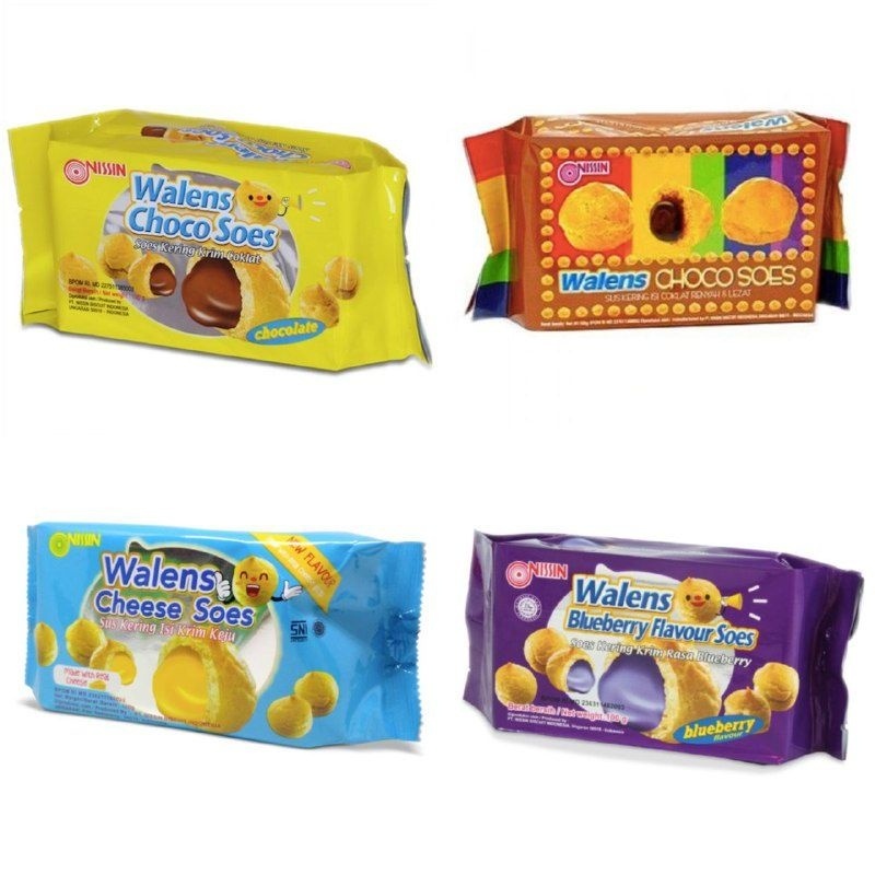 

Camilan Snack Makanan Ringan Nissin Walens Soes Chocolate / Coklat, Cheese / Keju, Blueberry 100 Gram