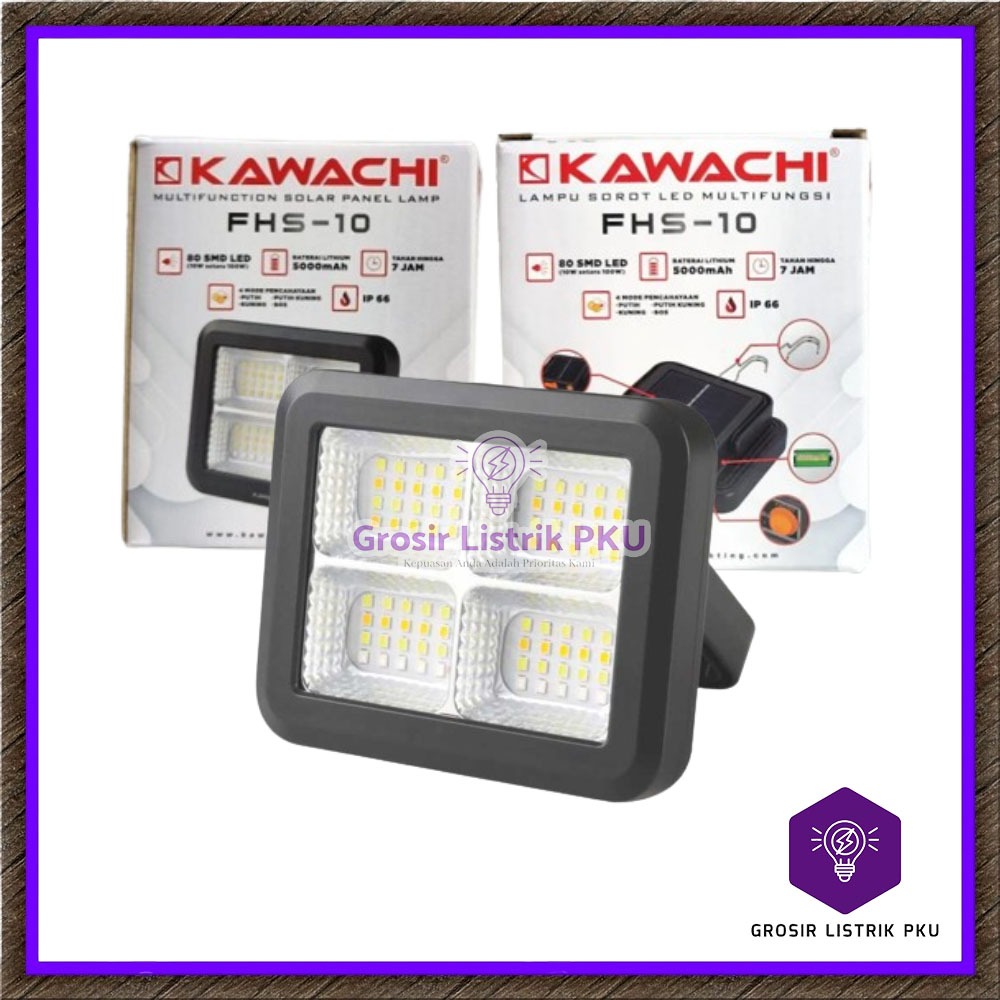 Kawachi Lampu LED Emergency Sorot Tembak Solar Panel Multifungsi FHS-10 10 Watt IP66