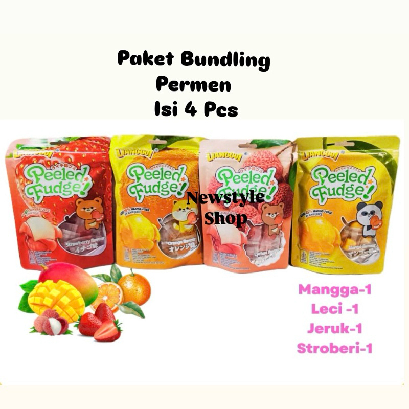 

HALAL Lianggui Permen Kupas 4in1 All Fruit Peeled Gummy | Permen Buah | Permen Lunak Aneka Rasa | Permen Mangga | Permen Leci | Permen Jeruk | Permen Jelly