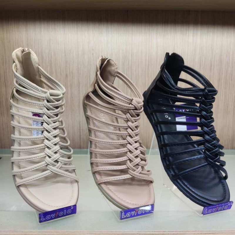LAVIOLA SHOES ORIGINAL❗Sandal Gladiator Wanita Resleting Belakang