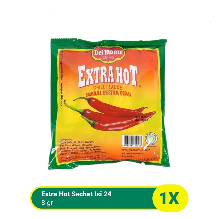 

1 Pack Sambal Delmonte Extra Hot Isi 24 Pcs x 9 Gr
