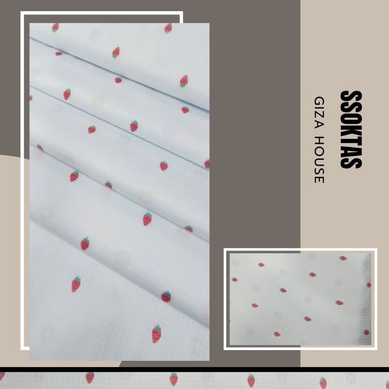 SOKTAS KAIN KEMEJA MOTIF STOBERI / STROWBERY