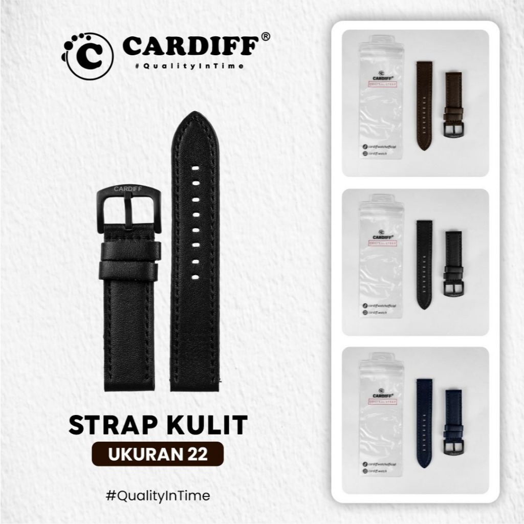 CARDIFF Tali Jam Tangan Kulit DualTime | Uk 22mm | Aksesoris