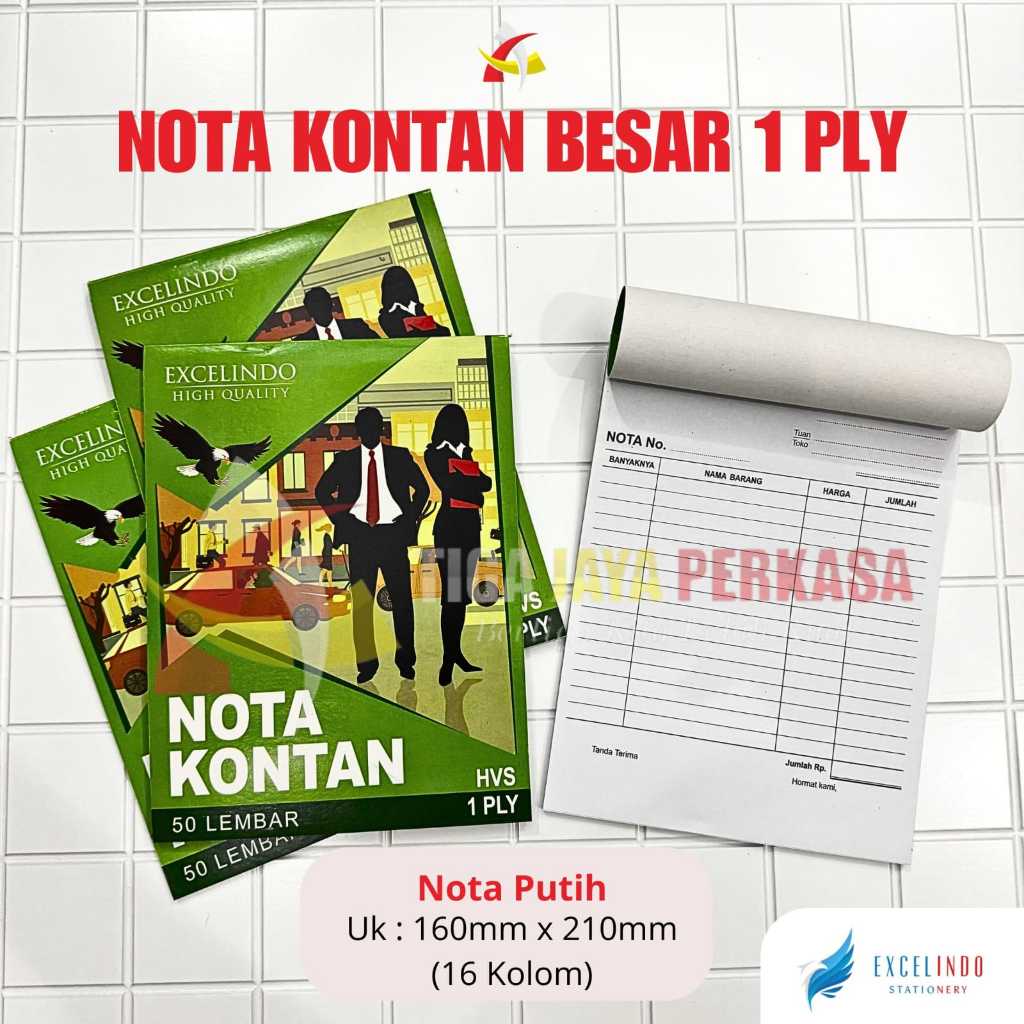 

Buku Nota Kontan 1 ply HVS UKURAN BESAR (160mm x 210mm) Excelindo