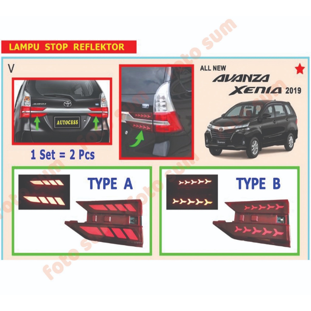 Lampu reflektor pintu bagasi mobil avanza xenia veloz 2019-2021